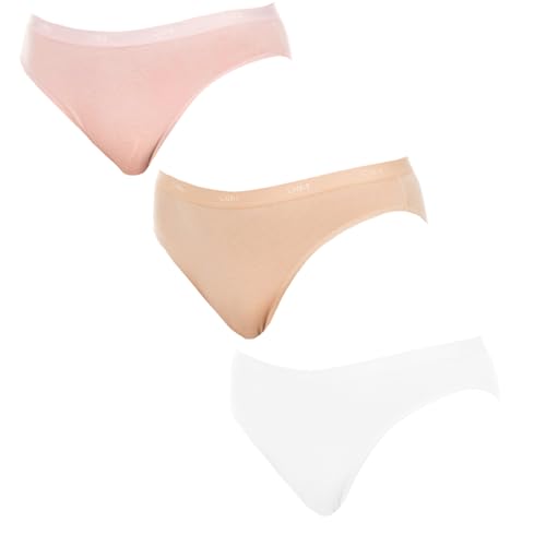 DIM Damen Slips 3er Pack | Les Pockets Ecodim | Baumwolle & Elasthan | Komfortbund | Mehrfarbig | Unsichtbar unter der Kleidung Haut/Rose/Perlmutt S von Dim