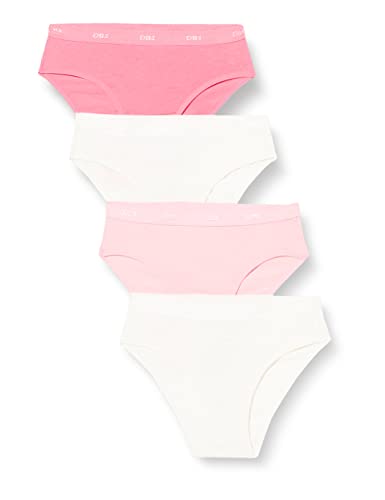 DIM Mädchen - Slip Les Pockets Ecodim Baumwolle x4 | Ultraweich & Stretch | Lustige Motive | Täglicher Komfort Perlmutt/Pink/Fuchsia/Perlmutt 10 Jahre von Dim