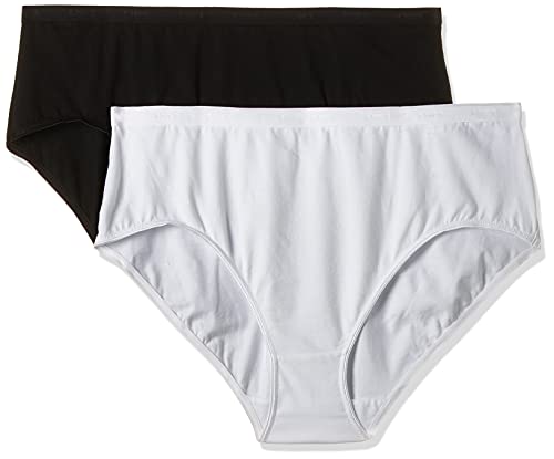 Dim Damen Höschen Maxi Täglich Bio-Baumwolle Stretch x2 Schwarz/Weiß L von Dim