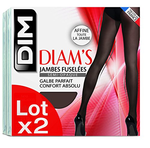 Dim Strumpfhosen Komfort Diam's Halbtransparent Damen x2, Black, S von DIM