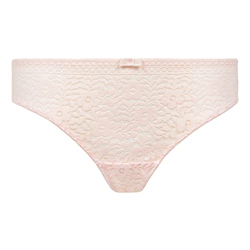 Dim Sublim Slip aus transparenter recycelter Blumenspitze Damen Weiß/Rosa 40 von DIM