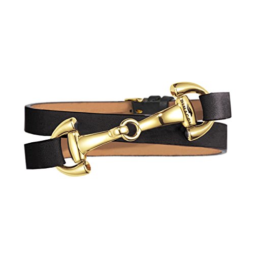 DIMACCI Trensen-Armband Kalbsleder | Favorit Kollektion in Schwarz Gold-Optik aus Edelstahl | Schmuck für Reiter-Frauen in Geschenk-Box von DIMACCI