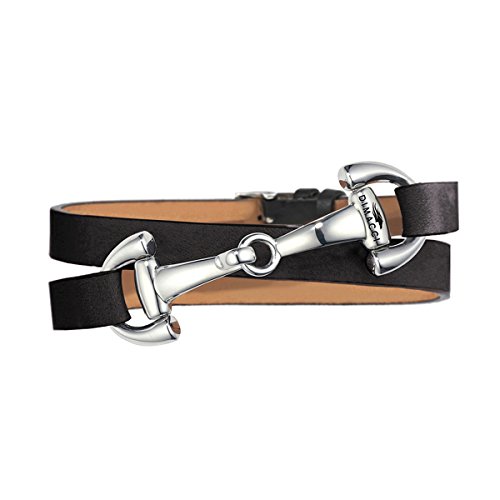 DIMACCI Trensen-Armband Kalbsleder | Favorit Kollektion in Schwarz Silber-Optik aus Edelstahl | Schmuck für Reiter-Frauen in Geschenk-Box von DIMACCI