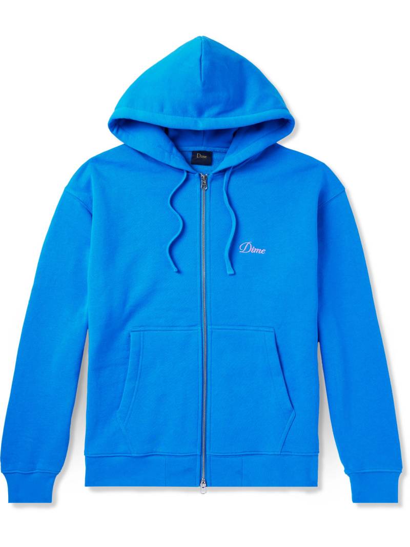 DIME - Logo-Embroidered Cotton-Blend Jersey Zip-Up Hoodie - Men - Blue - S von DIME