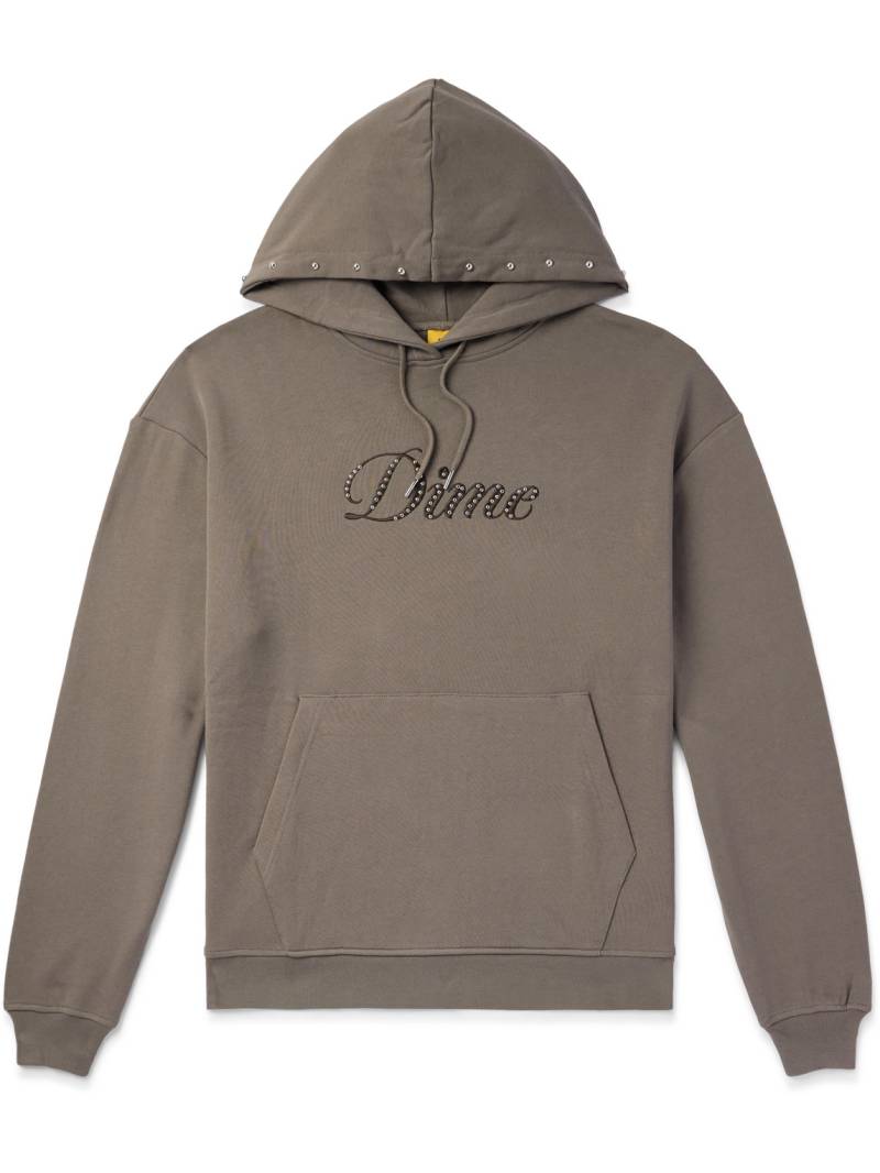 DIME - Logo-Embroidered Crystal-Embellished Cotton-Jersey Hoodie - Men - Brown - XL von DIME