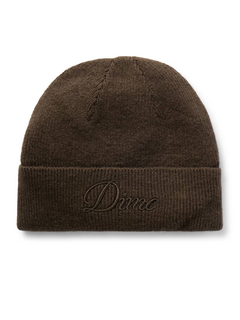 DIME - Logo-Embroidered Ribbed-Knit Beanie - Men - Brown von DIME
