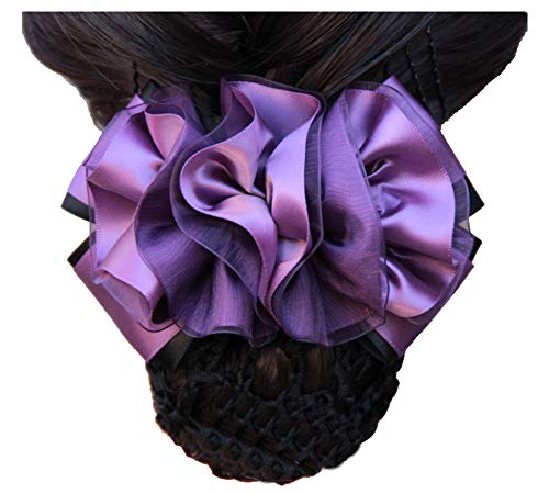 Haarnetz, Netz-Haarspange, Schleife-Haarspange, Lila Blumen Dekor Snood Netz Haarspange Haarspange Bun Cover von DIMEIYAN