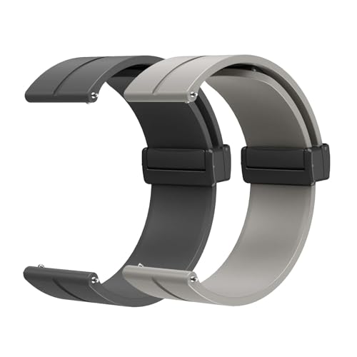 DINGK Silikon Uhrenarmbänder 20mm 22mm Armband Magnetischer Faltschließe 18mm 19mm Silikon Sport Schnellverschluss Ersatzarmband 12mm 14mm 16mm Silikonarmband 2 Stück (19mm,E) von DINGK