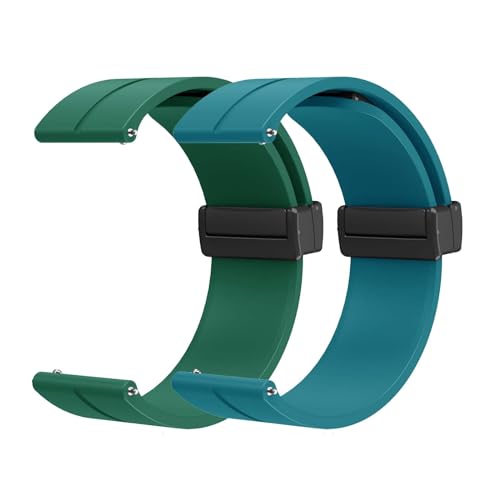 DINGK Silikon Uhrenarmbänder 20mm 22mm Armband Magnetischer Faltschließe 18mm 19mm Silikon Sport Schnellverschluss Ersatzarmband 12mm 14mm 16mm Silikonarmband 2 Stück (20mm,H) von DINGK