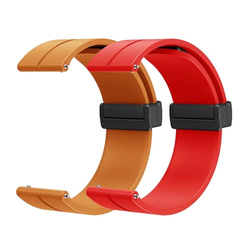 DINGK Silikon Uhrenarmbänder 20mm 22mm Armband Magnetischer Faltschließe 18mm 19mm Silikon Sport Schnellverschluss Ersatzarmband 12mm 14mm 16mm Silikonarmband 2 Stück (22mm,F) von DINGK