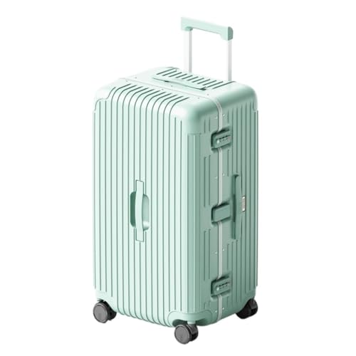 DINGYanK Koffer Gepäck, verdickter und Stabiler Aluminiumrahmen-Koffer, Herren- und Damen-Trolley, codierter Lederkoffer Suitcase (Color : Green, Size : 28in) von DINGYanK