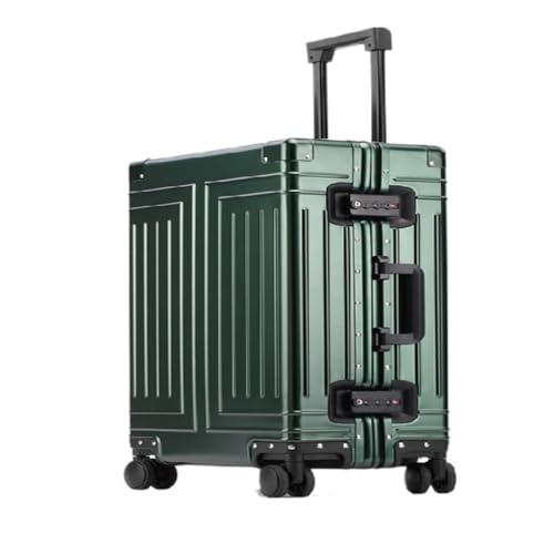 DINGYanK Koffer Vollaluminium-Magnesiumlegierungs-Metallkoffer, Trolley-Koffer, Hartschalenkoffer, Gepäck-Check-in-Koffer for Herren Und Damen Suitcase (Color : Green, Size : 20in) von DINGYanK