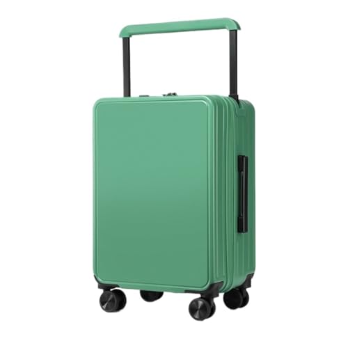 DINGYanK Koffer mit doppelter Front, breiter Trolley-Koffer für Damen und Herren, Passwort-Koffer, Business-Boarding-Koffer, Koffer, grün, 20in von DINGYanK