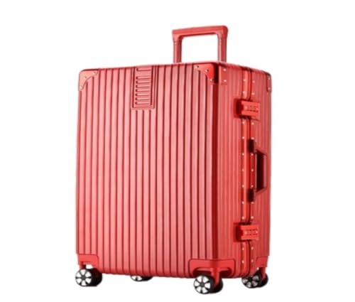 DINGYanL Trolley-Koffer Aluminiumrahmen-Koffer 20 Zoll for Männer und Frauen Trolley-Koffer for Männer 24 Zoll Koffer Passwortfeld Reisekoffer (Color : Red, Size : 20in) von DINGYanL