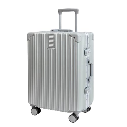 DINGYanL Trolley-Koffer Aluminiumrahmen-Koffer 20 Zoll for Männer und Frauen Trolley-Koffer for Männer 24 Zoll Koffer Passwortfeld Reisekoffer (Color : Silver, Size : 22in) von DINGYanL