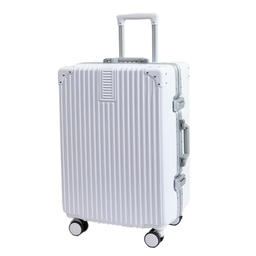 DINGYanL Trolley-Koffer Aluminiumrahmen-Koffer 20 Zoll for Männer und Frauen Trolley-Koffer for Männer 24 Zoll Koffer Passwortfeld Reisekoffer (Color : White, Size : 22in) von DINGYanL