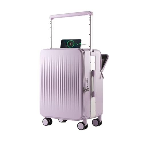 DINGYanL Trolley-Koffer Breiter Trolley-Koffer Mit Seitlicher Öffnung 20 Zoll for Männer Und Frauen, Gepäckcode-Koffer Mit Vorderer Öffnung Reisekoffer (Color : Purple, Size : 20in) von DINGYanL