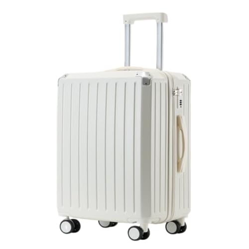 DINGYanL Trolley-Koffer Gepäck Neue Herren- Und Damenkoffer, Wiederaufladbare Boarding-Trolley-Koffer, Ultraleichte Passwort-Koffer Reisekoffer (Color : White, Size : 24in) von DINGYanL