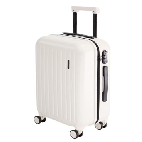 DINGYanL Trolley-Koffer Gepäck Trolley Koffer Damen 20 Zoll Herren Koffer 24 Zoll Zollschloss Passwort Gepäck Ledertasche Reisekoffer (Color : White, Size : 20in) von DINGYanL