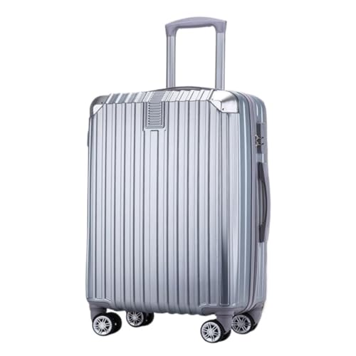 DINGYanL Trolley-Koffer Gepäckkoffer for Männer und Frauen, 20 Zoll, Neuer Reißverschluss, geräuschlos, Universal-Rollenwagen, Gepäckcode-Box Reisekoffer (Color : Silver, Size : 28in) von DINGYanL