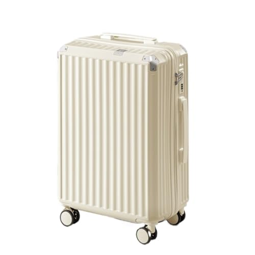 DINGYanL Trolley-Koffer Gepäckkoffer for Männer und Frauen, 20 Zoll, Neuer Reißverschluss, geräuschlos, Universal-Rollenwagen, Gepäckcode-Box Reisekoffer (Color : White, Size : 24IN) von DINGYanL