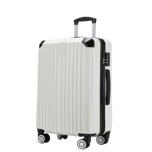 DINGYanL Trolley-Koffer Gepäckkoffer for Männer und Frauen, 20 Zoll, Neuer Reißverschluss, geräuschlos, Universal-Rollenwagen, Gepäckcode-Box Reisekoffer (Color : White, Size : 26in) von DINGYanL