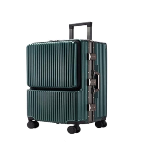 DINGYanL Trolley-Koffer Seitlich öffnender Trolley-Koffer mit Aluminiumrahmen. 24-Zoll-verdickter Multifunktionskoffer for Männer und Frauen Reisekoffer (Color : Green, Size : 24in) von DINGYanL