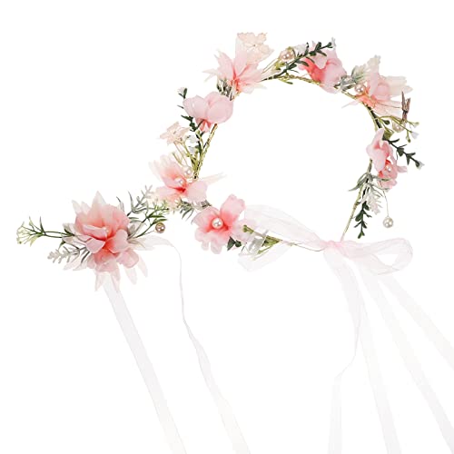 DINHEAROM 1 Satz Blumenkranz Haarband aus Perlen und Blumen für Damen Simulierte Krone für Hochzeiten Partys und Fotorequisiten Leicht und Tragbar Passt für Jugendliche von DINHEAROM