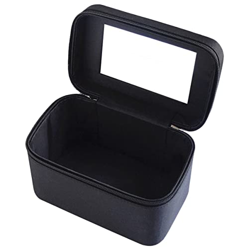 DINHEAROM 1 Stück Stylischer Kosmetik Organizer mit Tragegriff Tragbare Make Up Tasche für Reisen Große Kapazität Wasserabweisend für und Pflegeprodukte Schwarz von DINHEAROM