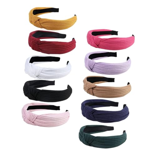 DINHEAROM 10 Stück Klassische Damen Haarbänder im Baumwoll Stirnbänder für Freizeit Sport Make Up und Mehr Atmungsaktive und Bequeme Haaraccessoires für und Mädchen von DINHEAROM
