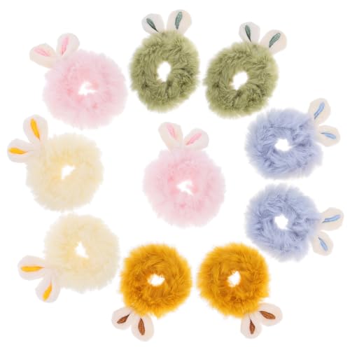DINHEAROM Flauschige Plüsch Haargummis 10 Stück Elastische Haarbänder Für Dickes Haar Rutschfeste Ponytail Halter Haaraccessoires Für Mädchen Weiche Knotenfreie Haargummis in von DINHEAROM