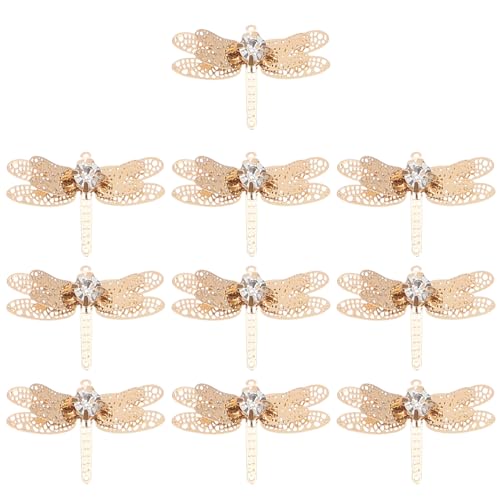 DINHEAROM 10 Stück Strass Libelle Haarklammer Selbstgemacht Haarclip Zubehör für Mädchen Modeschmuck für Hochzeiten und Besondere Anlässe Rutschfest Handgefertigt von DINHEAROM