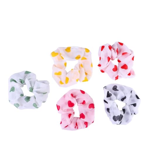 DINHEAROM 10 Stück Teiliges Bunte Haargummis aus Chiffon für Mädchen und Schüler Elastische Haarbänder Gelb Rot Grün Schwarz und Rosa für Büro und Freizeit Stilvolle Haaraccessoires von DINHEAROM