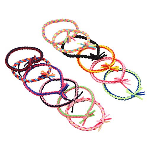 DINHEAROM 12 Stück Haargummis Handgefertigte Geflochtene Elastische Haargummis für Damen Multifunktional als Zopfgummi oder Armband für Sport und Freizeit Bunte Mischung Zufällige Farbe von DINHEAROM