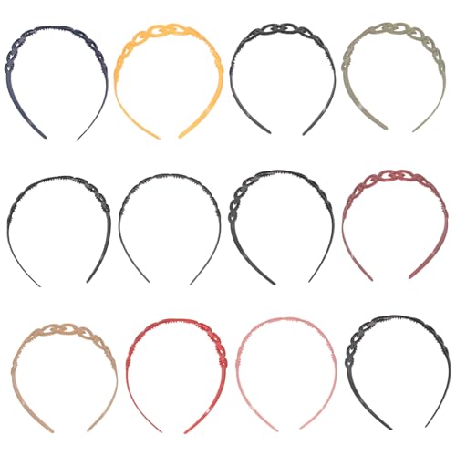 DINHEAROM 12 Stück Teiliges Herzförmige Haarreifen mit Hohldesign Bunte Stirnbänder für Frauen und Mädchen Einfacher Stil Elastische Modische Kopfbedeckung für Party und Alltag von DINHEAROM