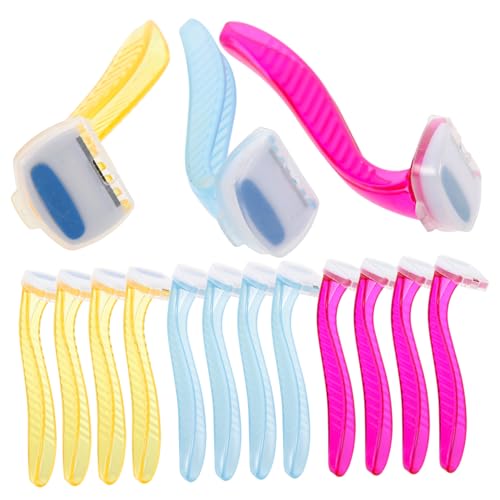 DINHEAROM 15 Stück Teiliges Handrasierer für Körperhaare Tragbarer Damen Haartrimmer Hautschonender Körperrasierer für Bikinizone Achseln und Beine Rot Gelb und Hellblau von DINHEAROM