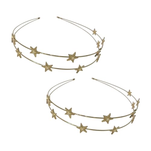 DINHEAROM 2 Stück Damen Haarreifen mit Fünfzackstern Chic Haarschmuck für Partys Fototermine und Besondere Anlässe aus Hochwertigem Metall Leicht und Bequem zu Tragen von DINHEAROM