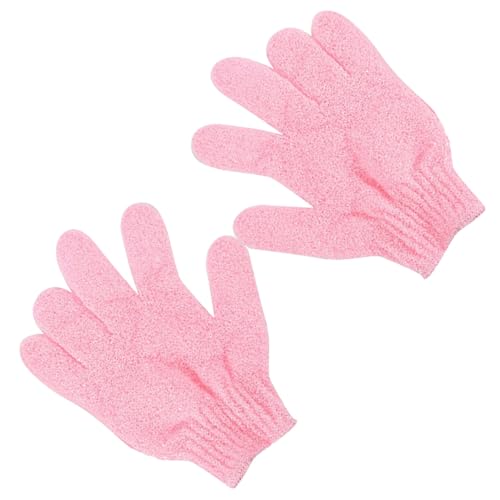 DINHEAROM 2 Stück Duschhandschuhe aus Nylon Peeling Handschuhe für Körper und Gesicht Dehnbar mit Praktischem Aufhänger für Männer Frauen und Sanftes Körperpeeling Einfach zu Reinigen von DINHEAROM