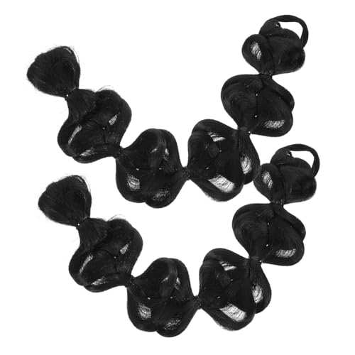 DINHEAROM 2 Stück Geflochtene Pferdeschwanz Extensions mit Haargummi Synthetische Haarteile für Damen Natürlich Schwarz für Alltagslooks und Partys von DINHEAROM
