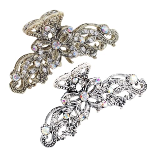 DINHEAROM 2stücke Blumen-haarspangen Aus Legierung Für Mädchen Und Frauen Vintage-haar-accessoires Zum Abteilen Dekorative Spangen Für Hochzeit Und Alltag Rutschfeste Haarspangen Mit von DINHEAROM