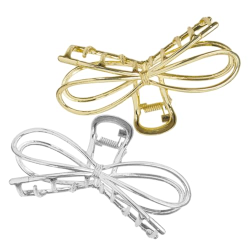 DINHEAROM 2 Stück Haarklammern mit Schleifen Haarspangen für Damen Stabile Clips für Vielseitiges Haarstyling Praktische Langlebige Haarschmuck accessoires in Gold und Silber DINHEAROM 2 Stück Haarklammern mit Schleifen Haarspangen für Damen Stabile Clips für Vielseitiges Haarstyling Praktische Langlebige Haarschmuck accessoires in Gold und Silber von DINHEAROM