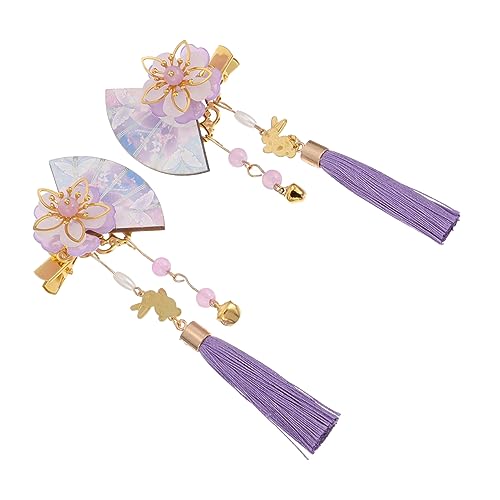 DINHEAROM 2 Stück Japanische Haarklammern im Fächerdesign für Damen Perlen und Quasten Haaraccessoire für Hochzeiten Partys und Kostüme von DINHEAROM