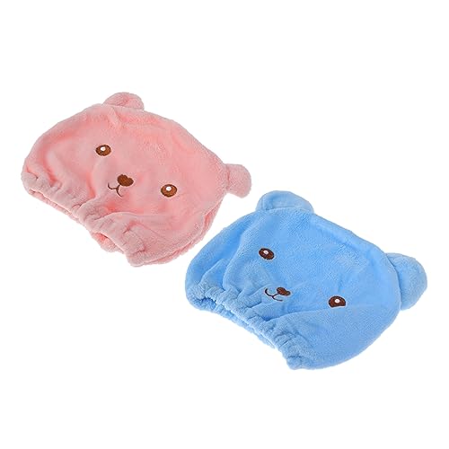 DINHEAROM 2 Stück Saugfähige Haartrocknungshüte für Erwachsene und Kinder Cartoon Duschhaube Polyester Hautfreundlich Schnelltrocknend für Bad und Dusche von DINHEAROM