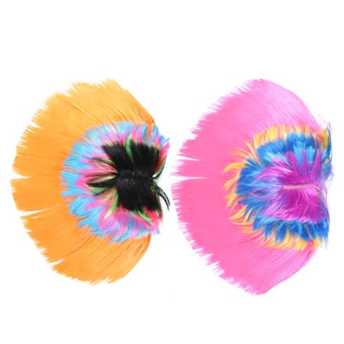 DINHEAROM 2 Stück Teiliges Cockscomb Cosplay Perücken Elastisch für Halloween Party Karneval Bunte Haarschmuck Kopfbedeckung für Damen und Herren Auffälliges Design für DIY Dekoration von DINHEAROM
