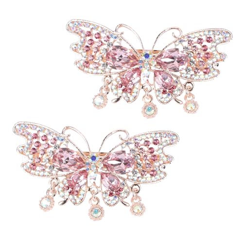 DINHEAROM 2stücke Haarschmuck Für Frauen Federhaarspange Pferdeschwanzhalter Mit Schmetterlingdesign Automatische Haarspangen von DINHEAROM
