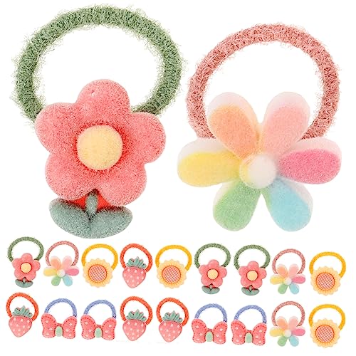DINHEAROM 20Stücke Cartoon Haarbänder für Mädchen Elastische Haargummis Bunten Farben Weich und Dehnbar für Süße Frisuren und Tägliche Styles von DINHEAROM