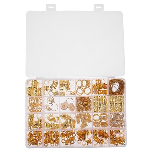 DINHEAROM 257Stücke Haarschmuckset mit Goldenen Perlen und Design Dreadlocks Zubehöre für Zöpfe Wiederverwendbare Haaranhänger für und von DINHEAROM
