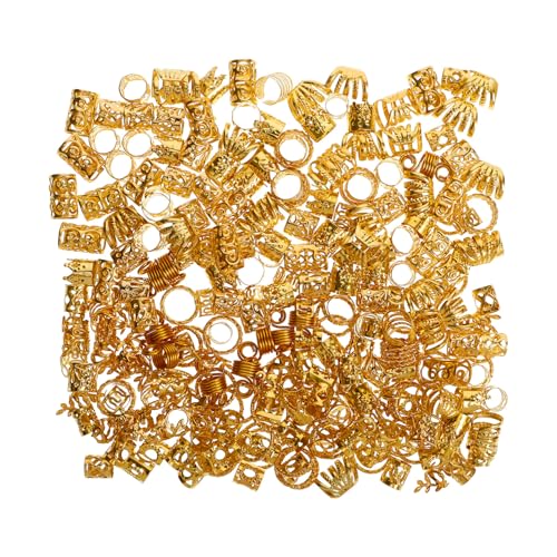DINHEAROM 290Stücke Dreadlock Haarschmuck Goldene Haarringe Bastelanhänger Verstellbare für Damen Perfektes Zubehör für Zöpfe und Dreadlocks DIY Haarschmuck von DINHEAROM