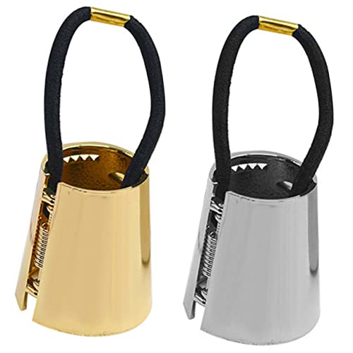 DINHEAROM 2stücke Elastische Haargummis Mit Metall-haarcuff Für Damen Und Mädchen Stilvolle Ponytail-halter in Gold Und Silber Für Jeden Anlass Und Haarschmuck von DINHEAROM