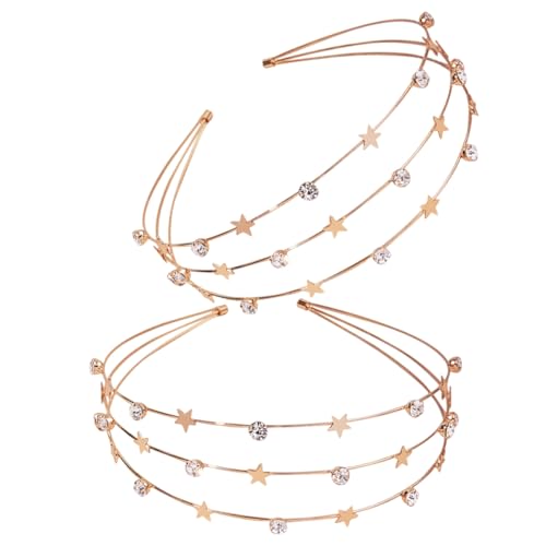 DINHEAROM 2stücke Stern-stirnband Mit Strass Für Mädchen Und Frauen Kopfschmuck Für Hochzeit Und Party Haarreif Mit Sternen-design Elegant Für Festliche Anlässe von DINHEAROM